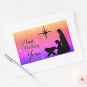 Sticker Rectangulaire Joyeux anniversaire Jésus, Nativité de Noël (Enveloppe)