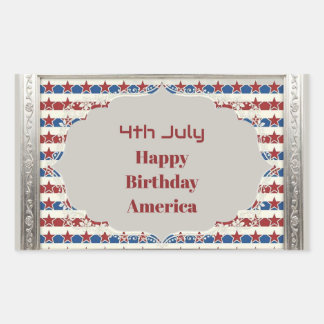 Sticker Rectangulaire Joyeux anniversaire l'Amérique le 4 juillet étoile