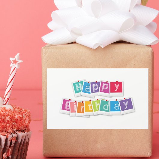 Sticker Rectangulaire Joyeux anniversaire moderne