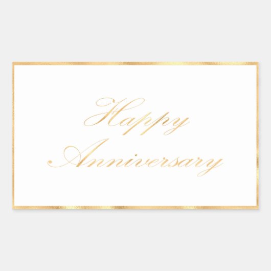 Sticker Rectangulaire Joyeux Anniversaire or trim et script de police (Devant)