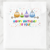 Sticker Rectangulaire Joyeux Anniversaire pour vous, Chouettes, (Sac)