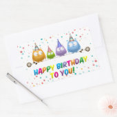Sticker Rectangulaire Joyeux Anniversaire pour vous, Chouettes, (Enveloppe)