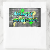 Sticker Rectangulaire Joyeux anniversaire | Texte du graffiti (Sac)