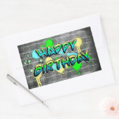 Sticker Rectangulaire Joyeux anniversaire | Texte du graffiti (Enveloppe)