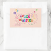 Sticker Rectangulaire Joyeux Anniversaire Whimsical coloré (Sac)