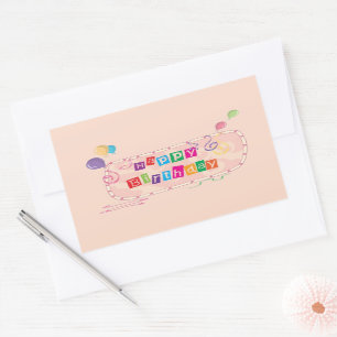 Sticker Rectangulaire Joyeux Anniversaire Whimsical coloré