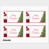 Sticker Rectangulaire Joyeux Arbre De Noël Et Cadeaux Modèle Élégant (Feuille)