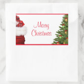 Sticker Rectangulaire Joyeux Arbre De Noël Et Cadeaux Modèle Élégant (Sac)