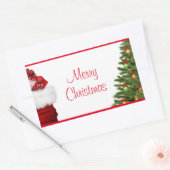 Sticker Rectangulaire Joyeux Arbre De Noël Et Cadeaux Modèle Élégant (Enveloppe)