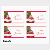 Sticker Rectangulaire Joyeux Arbre De Noël Et Cadeaux Modèle Personnalis (Feuille)