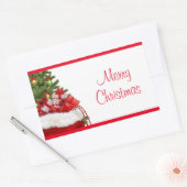 Sticker Rectangulaire Joyeux Arbre De Noël Et Cadeaux Modèle Personnalis (Enveloppe)