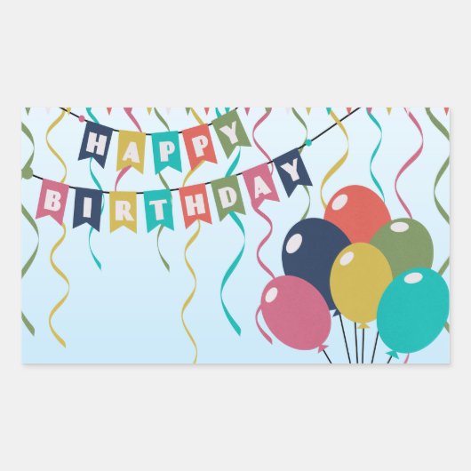 Sticker Rectangulaire Joyeux Ballons d'anniversaire (Devant)