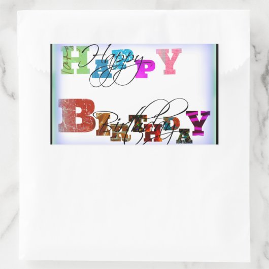 Sticker Rectangulaire Joyeux Ballons d'anniversaire (Sac)