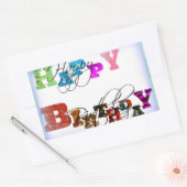 Sticker Rectangulaire Joyeux Ballons d'anniversaire (Enveloppe)