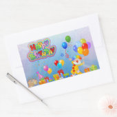 Sticker Rectangulaire Joyeux Ballons d'anniversaire (Enveloppe)