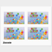 Sticker Rectangulaire Joyeux Ballons d'anniversaire (Feuille)