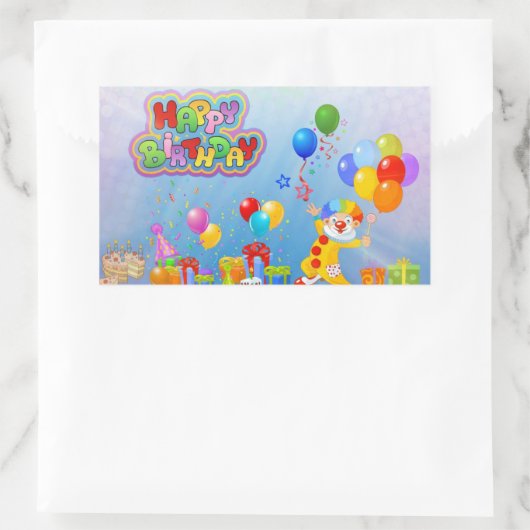 Sticker Rectangulaire Joyeux Ballons d'anniversaire (Sac)