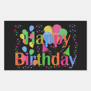 Sticker Rectangulaire Joyeux Ballons de fête d'anniversaire