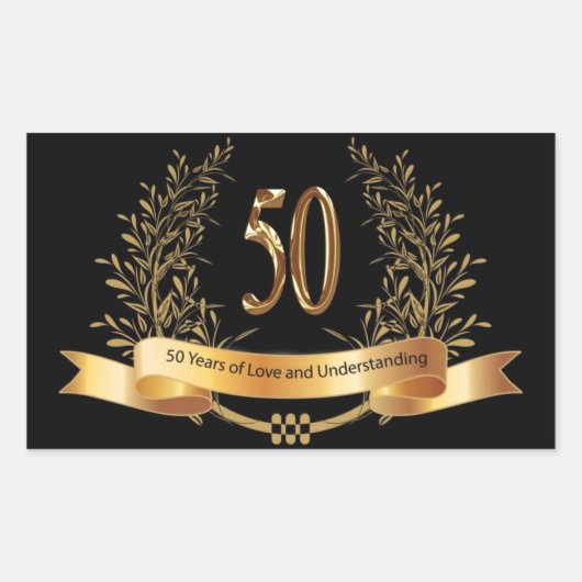 Sticker Rectangulaire Joyeux cadeau du 50e anniversaire de Mariage (Devant)