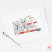 Sticker Rectangulaire Joyeux Chiens Avec Os (Enveloppe)