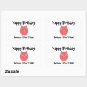 Sticker Rectangulaire Joyeux Chouette d'anniversaire Pink Funny Hoot Per (Feuille)