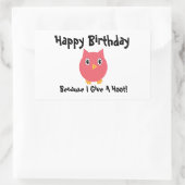 Sticker Rectangulaire Joyeux Chouette d'anniversaire Pink Funny Hoot Per (Sac)