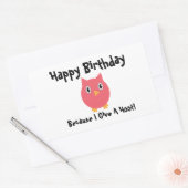 Sticker Rectangulaire Joyeux Chouette d'anniversaire Pink Funny Hoot Per (Enveloppe)