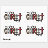 Sticker Rectangulaire Joyeux CHRISTmas Buffalo Plaid (Feuille)