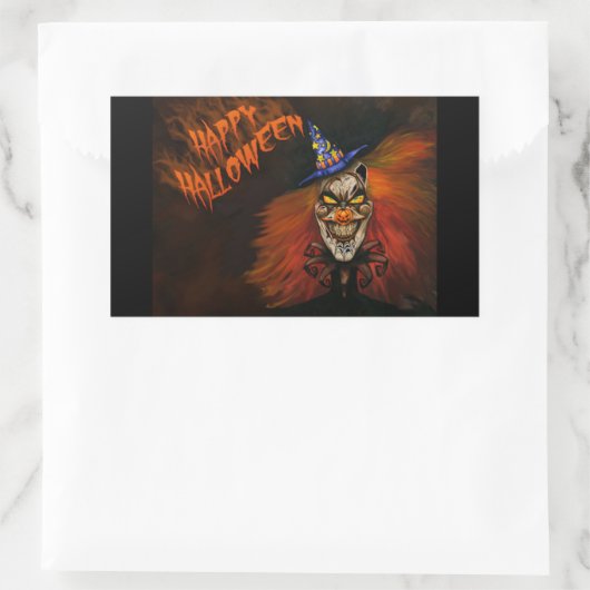 Sticker Rectangulaire Joyeux Clown effrayant d'Halloween (Sac)
