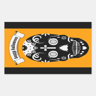 Sticker Rectangulaire joyeux crâne à sucre halloween
