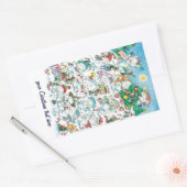 Sticker Rectangulaire Joyeux dessin animé ours polaire pingouin fête de  (Enveloppe)