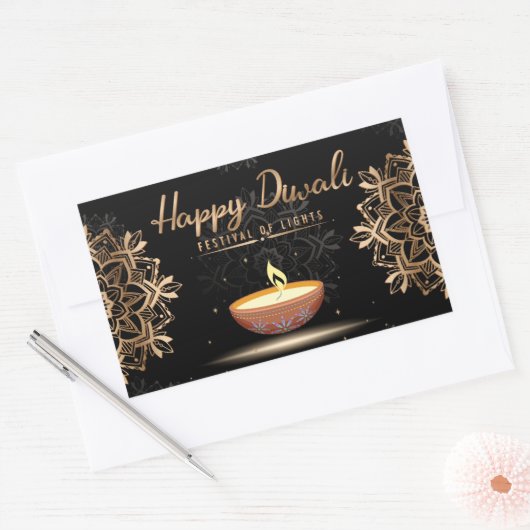 Sticker Rectangulaire Joyeux Diwali (Enveloppe)