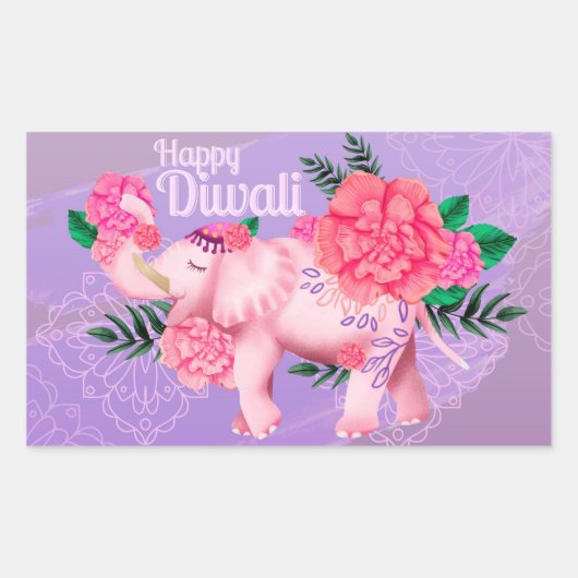 Sticker Rectangulaire Joyeux Diwali   (Devant)