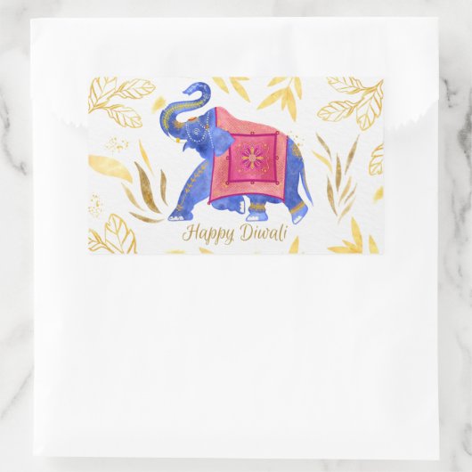 Sticker Rectangulaire Joyeux Diwali (Sac)