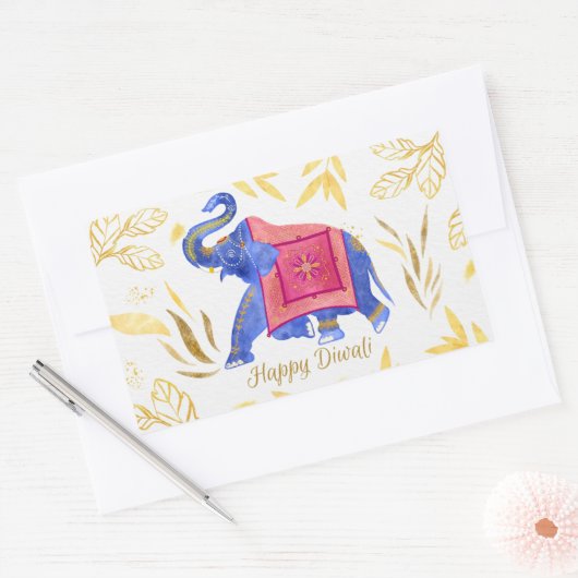 Sticker Rectangulaire Joyeux Diwali    (Enveloppe)