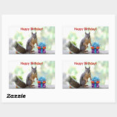 Sticker Rectangulaire Joyeux écureuil d'anniversaire (Feuille)