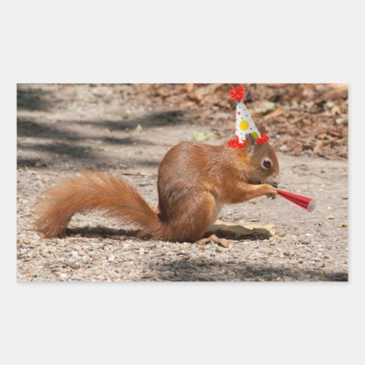 Sticker Rectangulaire Joyeux écureuil d'anniversaire (Devant)