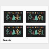 Sticker Rectangulaire Joyeux et brillant Pin amusant élégant Noël Noir (Feuille)