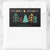 Sticker Rectangulaire Joyeux et brillant Pin amusant élégant Noël Noir (Sac)