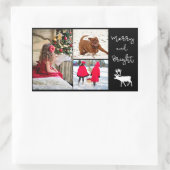 Sticker Rectangulaire Joyeux et brillant rennes de Noël et ajouter des p (Sac)