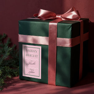 Sticker Rectangulaire Joyeux et brillant rose moderne rétro Wavy à et de