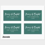 Sticker Rectangulaire Joyeux et brillant texte de script moderne Noël (Feuille)
