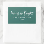 Sticker Rectangulaire Joyeux et brillant texte de script moderne Noël (Sac)