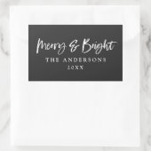 Sticker Rectangulaire Joyeux et brillant texte de script moderne Noël (Sac)