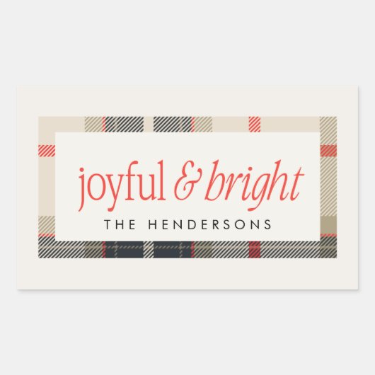 Sticker Rectangulaire Joyeux et lumineux Cosy Winter Plaid Holiday Cadea (Devant)