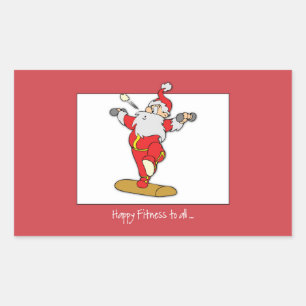 Sticker Rectangulaire Joyeux exercice de remise en forme Noël avec Père