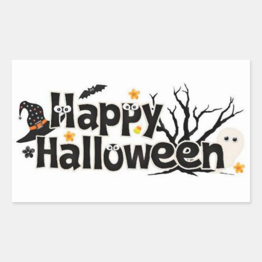 Sticker Rectangulaire Joyeux Halloween (Devant)