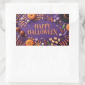 Sticker Rectangulaire Joyeux Halloween à plat sur fond violet  (Sac)