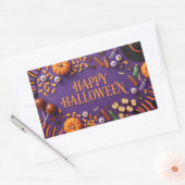 Sticker Rectangulaire Joyeux Halloween à plat sur fond violet  (Enveloppe)