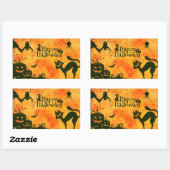 Sticker Rectangulaire Joyeux Halloween Citrouille Jack-o'-lantern Black (Feuille)